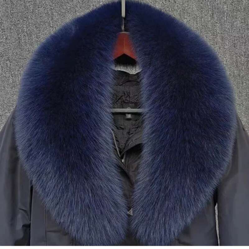 

Real Fox Fur Collar Scarves For Women Winter Big Size Scarves Warp Shawl Coat Decor Scarves Fur Collar Scarves Black Fur Collar 75cm темно-синий