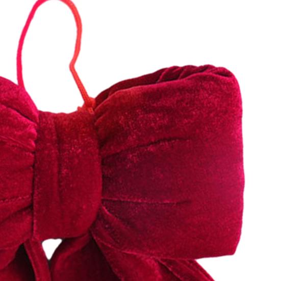 Red Christmas Velvet Bows Vintage Plush Stuffed Christmas Bows Hanging Ornament
