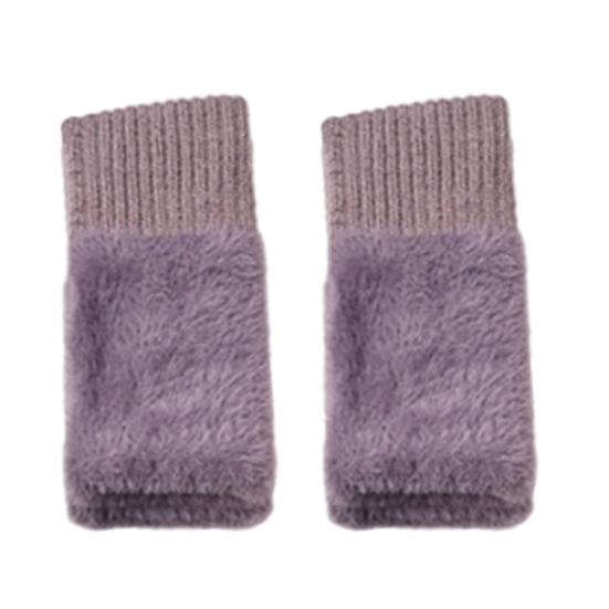 Half Finger Gloves Women Long Fingerless Gloves Fleece-Lined Touchscreen Knitted