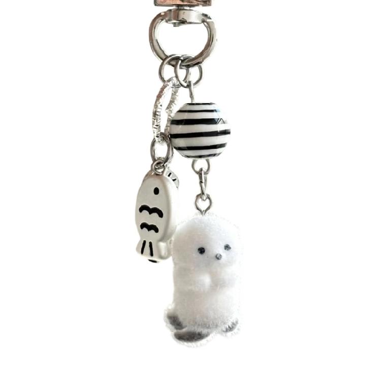 Stylish Bear Keychain Plush Flock Multi Functional Bag Clip Cartoon Bags Pendant for Casual Fashion