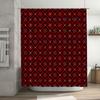 Red Floral Bath Shower Curtain with Multicolor Geometric Patterns Water Repellent Polyester Fabric for Bathroom Decorations