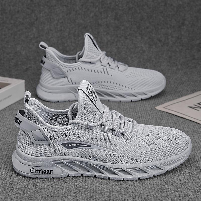 

2025 summer air-conditioning shoes Korean version Forrest Gump men s shoes trendy mesh fly-woven sports shoes casual running dad trendy shoes 44 сірий колір