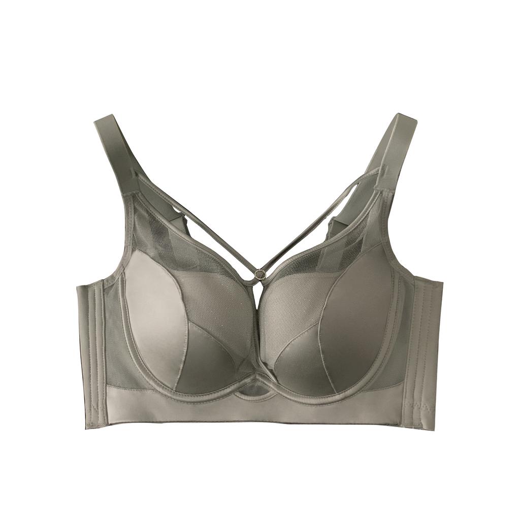  Big breasts show small underwear women's sexy thin cup mango cup soft steel ring support gathering new satin bra