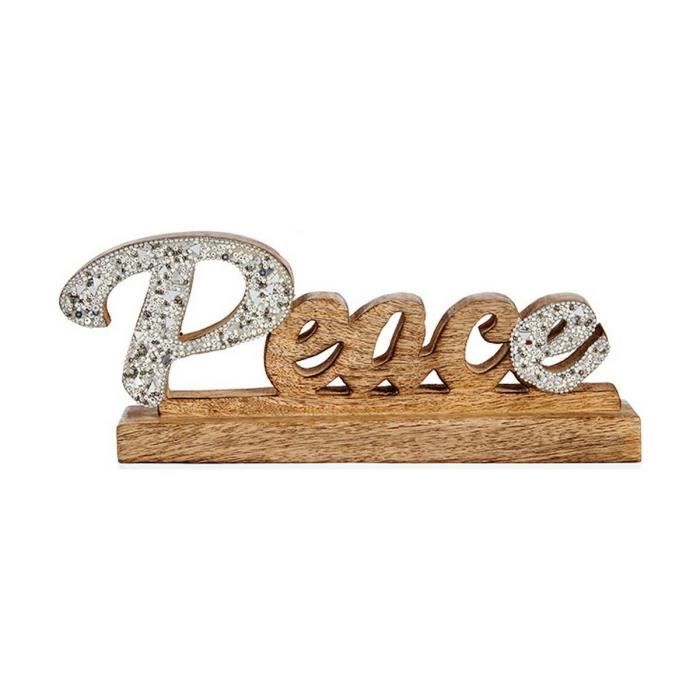 Figurine décorative peace paillettes 6 x 13 x 31 cm argenté bois - Couleur:Argent