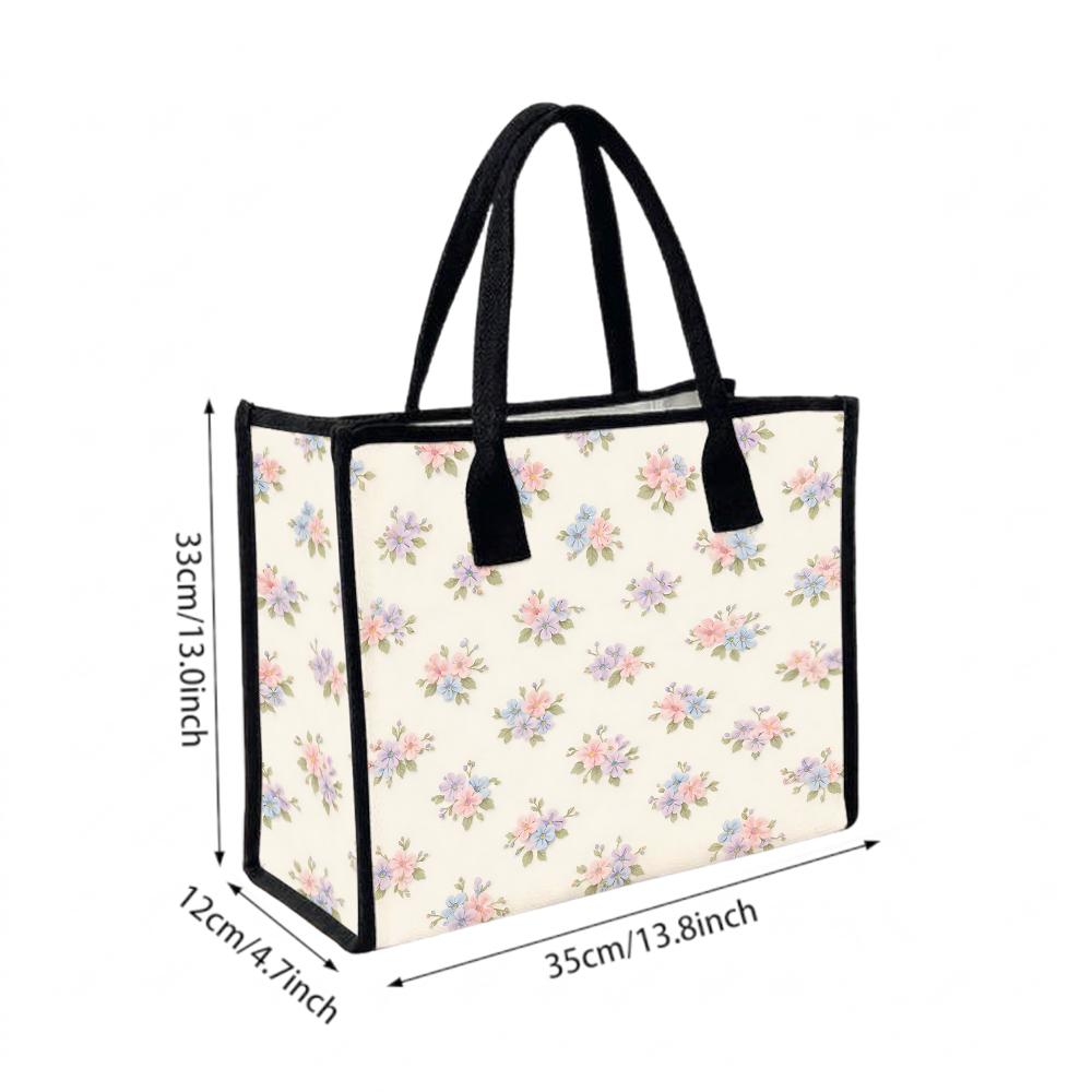 Floral Print Tote Bag for Daily Use Shopping Casual Outdoor Handbag