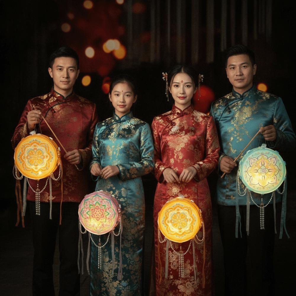 Pearl Bead-strand Flower Drumlamp LED Warm Glow Ancient Style Light  Crafting Activity