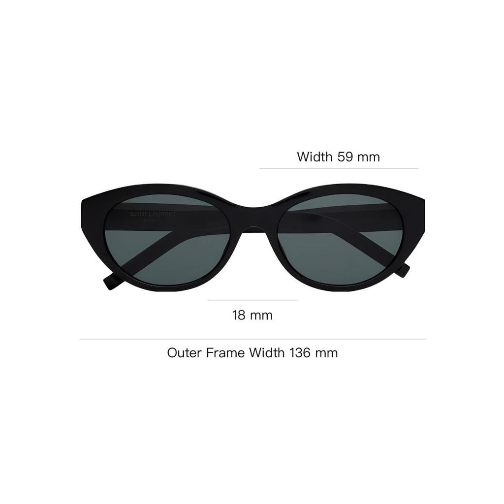 Saint Laurent Logo Decorated Oval Sunglasses Women Sunglasses Black 822276-Y9956-1000