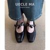 Super Soft Lambskin French Single Shoes Women's Flat Bow Light Mouth Ballet Shoes Small Square Head Retro Mary Jane Shoes