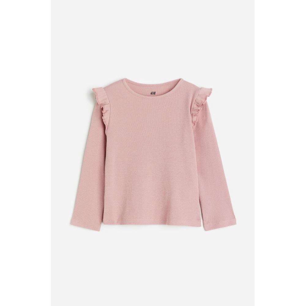 

Топ с оборками и ребристым узором HM Dusty Pink