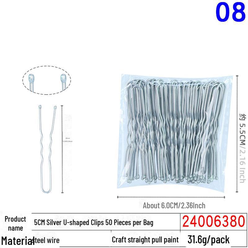 50 Black U-Shaped Hair Clips: Thick Head Ornaments and Hair Accessories for Women