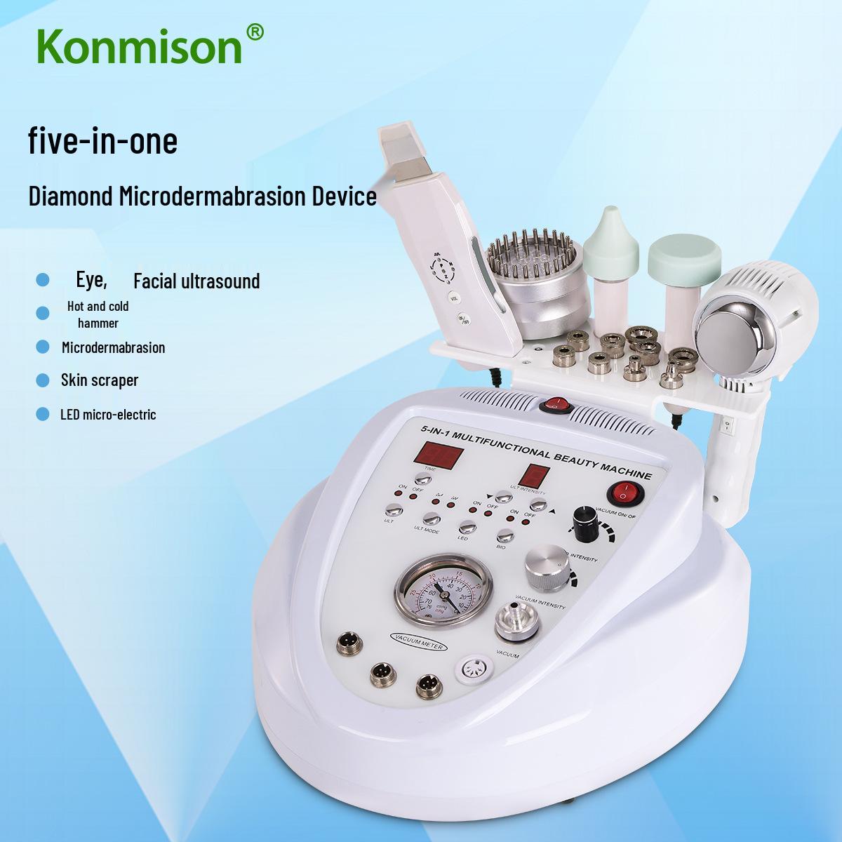 

Ультразвуковой многофункциональный скрабер для кожи 5-в-1 с горячим/холодным молоточком для отшелушивания и микродермабразии EU Plug 220V