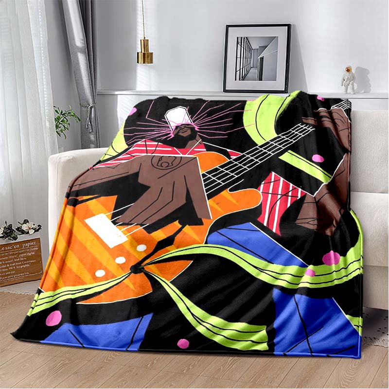 Paris Cubist Abstract Eiffel Tower Guitar Woman Figure Print Soft Flannel Throw Blanket Warm Sofa Couch Bed Home Decor Cover For Travel Art Lovers