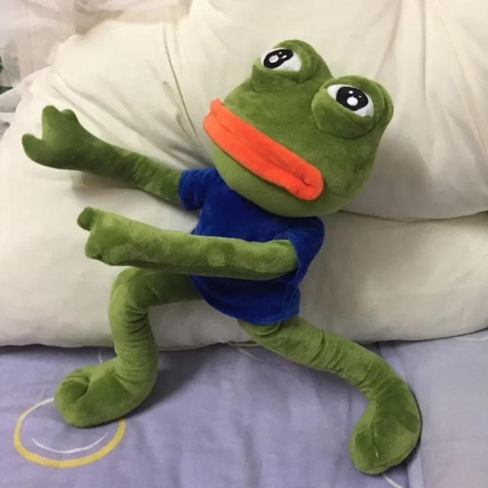 45cm Sad Frog Plush Toy Soft Stuffed Pillow Expression Pepe The Sad Frog Animal Plush Doll Birthday Boys Girls Birthday Gift