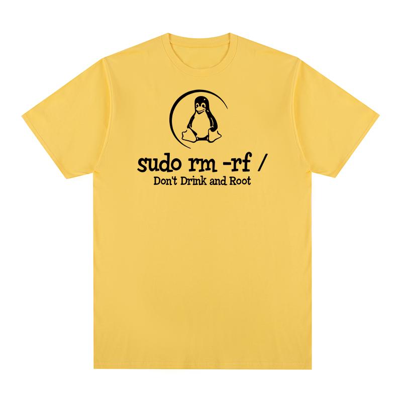 Linux Drink Root Sudo Rm Rf Funny Vintage Tshirt Programmer Programming Coding Coder Unisex T Shirt New Tee Tshirt Unisex Tops