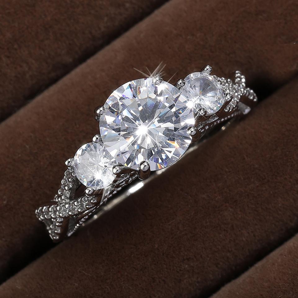 ZAKOL Classic Clear Geometric Cubic Zirconia Wedding Ring for Women Brilliant Sparkling Engagement Party Zircon Gifts