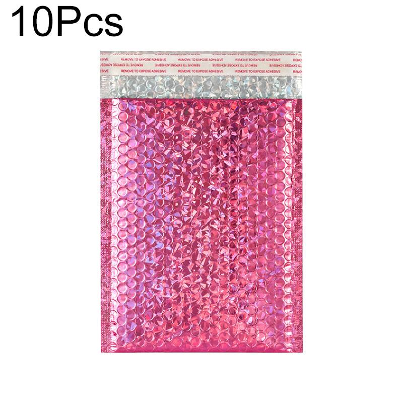 

10Pcs Padded Envelopes Self Sealing Shipping Bags Waterproof Laser Bubble Bag Thicken Mailers Holographic Bubble Package Envelope B рожевий червоний колір