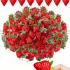 Strawberries - Red Plastic Fruit Decorations for Home, Kitchen, Parties, Photo Props - Versatile Year-Round Summer Decorations