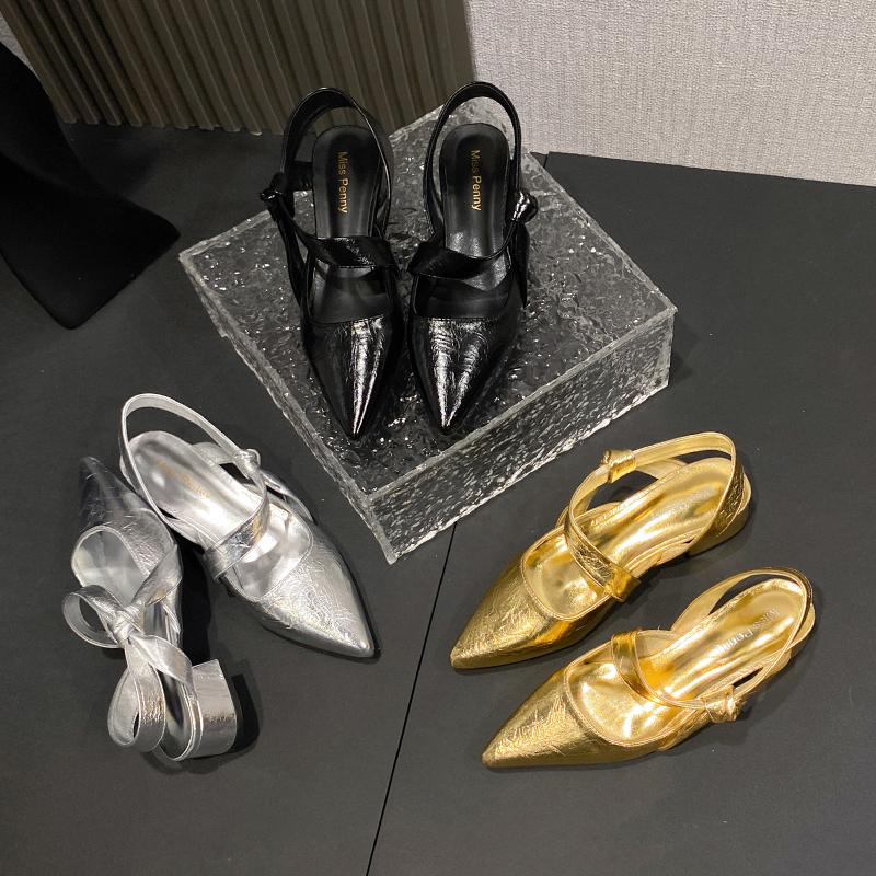 Fashionable Pure Color Sexy Pointed Toe High Heel Shoes Spring New Style Hand Print Thick Heel Single Shoes for Women