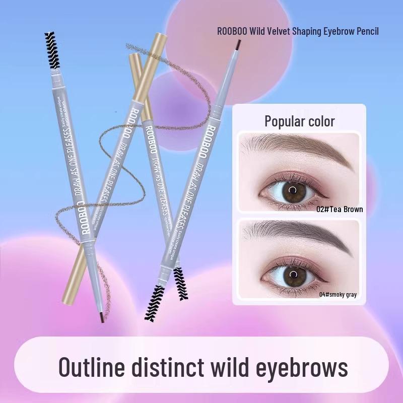 ROOBOO Wild Velvet Waterproof Eyebrow Pencil - Pigmented, Long-lasting, Sweatproof Makeup for Beginners