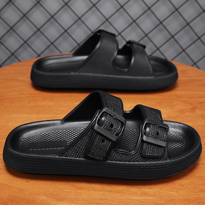 Sommer Indoor- und Outdoor-Bekleidung Herren Hausschuhe dicksohlige rutschfeste lässige Ein-Wort-Slipper Herren Strandsandalen