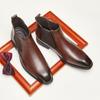 Mens Chelsea Boots Italian Genuine Leather Boot Fashion Casual High-top Boots Business Dress Boots for Men Classic Ankle Booties