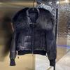 Piumino da donna di fascia alta autunno e inverno imitazione collo in pelliccia di procione giacca corta ampia