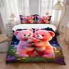 3pcs Pink Teddy Bear Floral Bedding Set - Includes One Quilt Cover and Two Pillowcases (No Core) - Home Decor, Festival Gift, Polyester Fabr