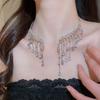 Shining Bridal Tassel Necklaces Crystal Neck Chain Choker Fashion Rhinestone Jewelry  Women