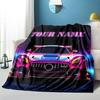 1PC Custom Name "Neon Dreams" Flannel Blanket Versatile, All-season Throw Suitable for the Living Room, Bedroom, Camping, Travel, and Gift