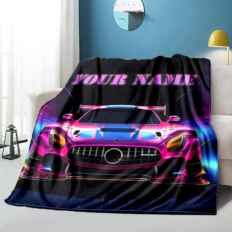 1PC Custom Name "Neon Dreams" Flannel Blanket Versatile, All-season Throw Suitable for the Living Room, Bedroom, Camping, Travel, and Gift