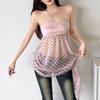 European and American Summer New Comfortable Casual Tube Top Polka Dot Micro-transparent Gauze Splicing Design Top Women