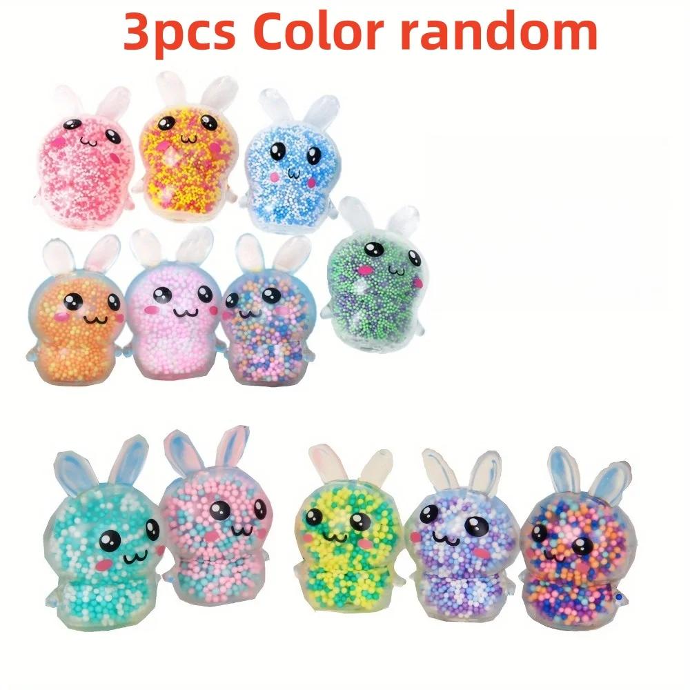 

Toys 3PCS Squishy Bunny Stress Balls with Light Stress Relief Toy Fidget Colorful Rabbit for Easter Basket Stuffers Kids Girls