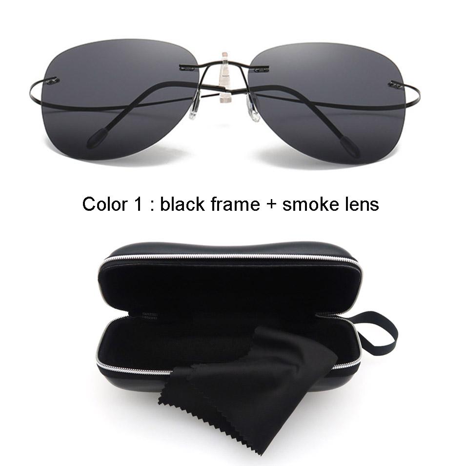 Rimless Sunglasses Night Vision Eyeglasses Ultralight Frameless Aviation Goggles for Men and Women Titanium Alloy Other