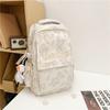 Schoolbag backpack for female junior high school students, simple printed bear, large-capacity schoolbag, new trendy college student couple computer 