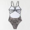 Fashion Pure Desire Leopard Print Bright Color Backless Bikini Swimsuit For Summer