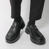 Men's Thick-Soled Patent Leather Height-Increasing Shiny Loafers with Chunky Heels