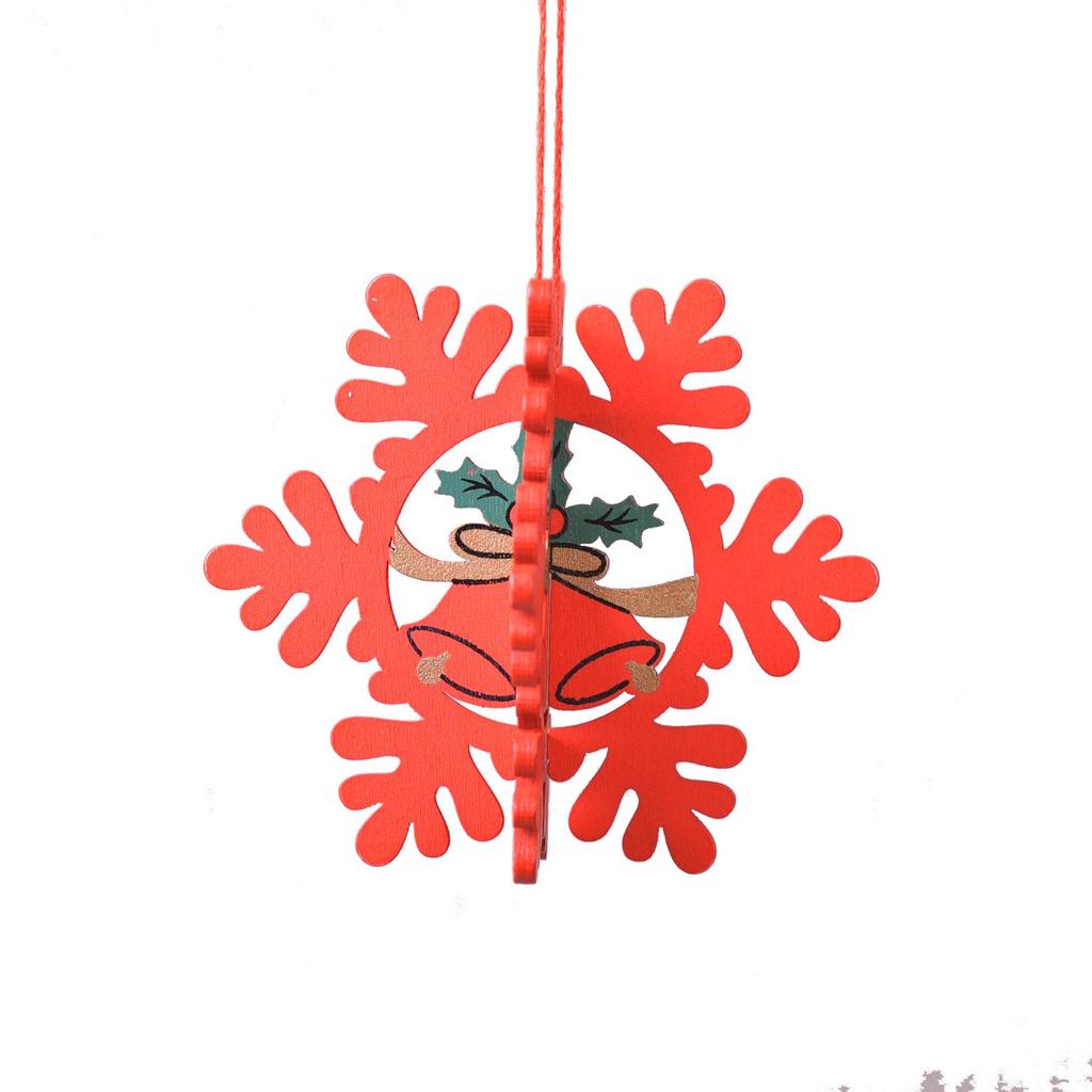 Wooden Laser-Cut 3D Snowflake Hanging Ornaments for Christmas Trees