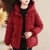 Winter Thickened Down Cotton Coat for Mom Warm Loose Hooded Fashion Short Jacket