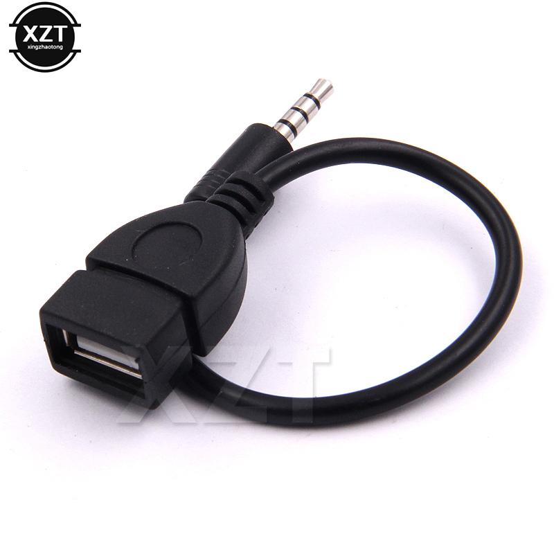 3.5mm Male Audio AUX Jack To USB 2.0 Type A Female OTG Converter Adapter Cable for Car MP3