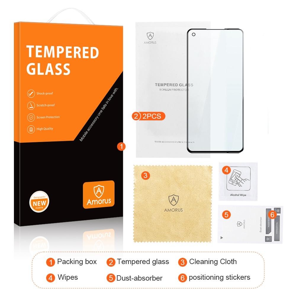 AMORUS 2Pcs/Pack Tempered Glass Film for Oppo Reno8 5G (Global Version)/Reno8 5G,Silk Printing Full Glue Secondary Strengthening Full Screen Protector