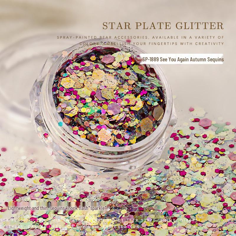 

Glitter Irregular Hexagon & Round Nail Art Sequins