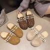 Birkenstocks, slippers, small fragrant soft-soled bag head, half slippers are not tired, versatile feet, round head, Korean version lace