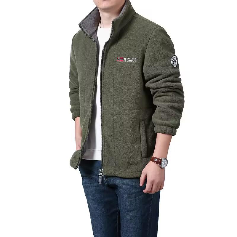 Veste polaire double face pour homme - Manteau décontracté d'extérieur Automne/Hiver 2022 (Style 2218)