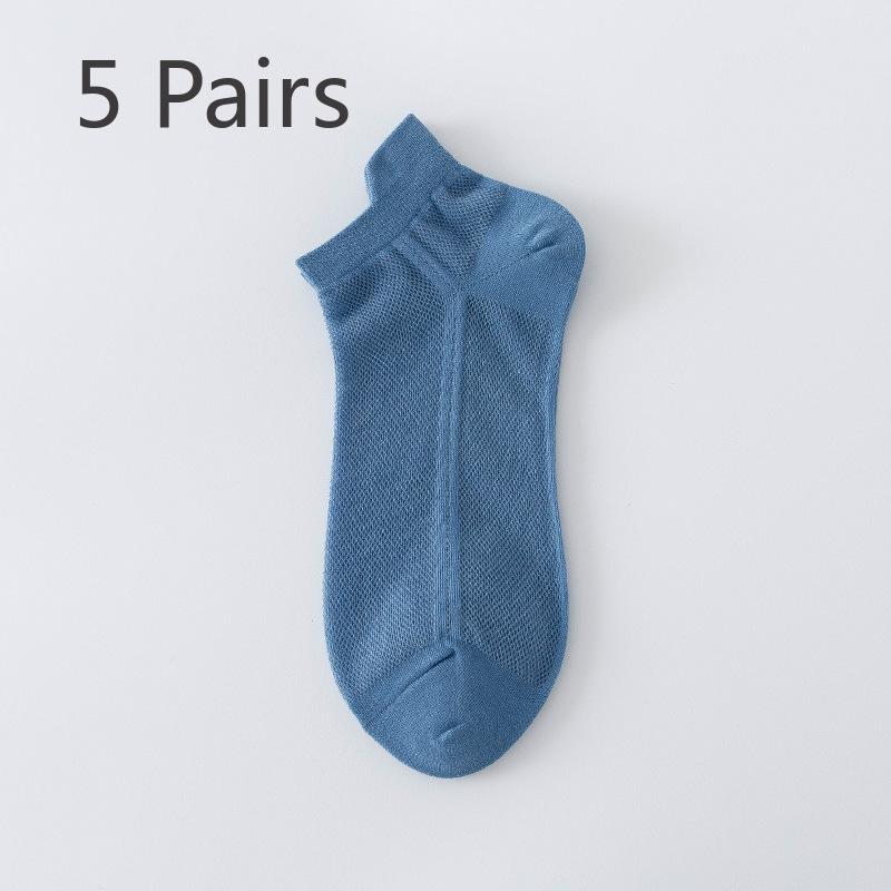 5 Perechi Șosete Bărbați Medii Tub Scurt Vară Plasă Respirabile Călcâi Subțire