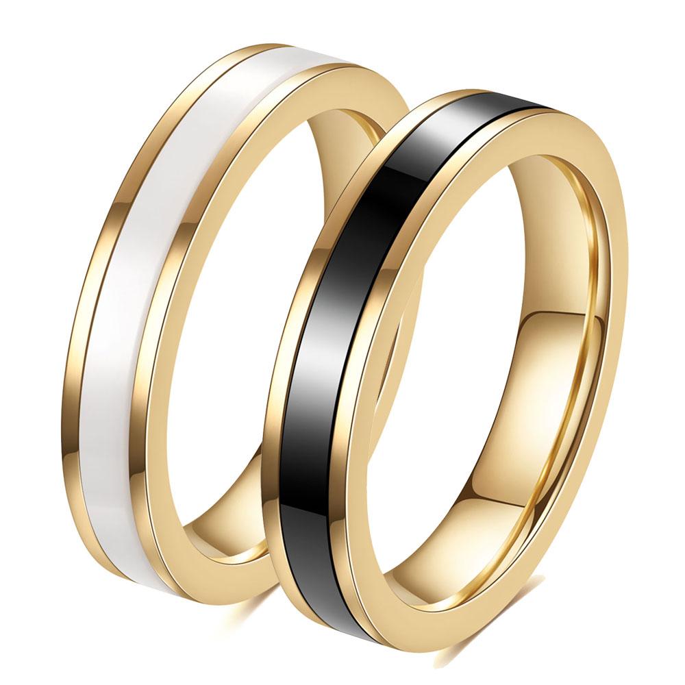 Simple 4MM Smooth Stainless Steel Single-slot Ceramic, Fashionable and Versatile Ceramic Stainless Steel Ring for Women