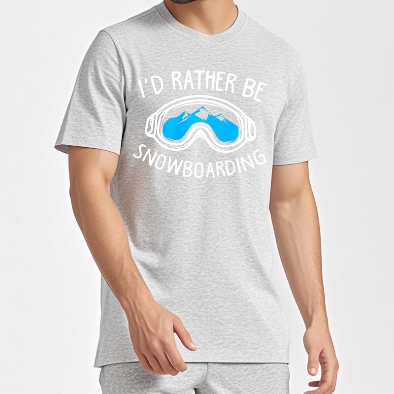 Plus Size Summer Teenagers T Shirt Id Rather Be Snowboarding Goggles Mountain Short Sleeve Travel Crew Neck Tops Unisex Tee Shirt