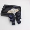 Retro Rhinestone Collar Flower Elegant British Style Gentleman's Bow Tie Neck Decoration Crystal Men's Suit Accessory Groomsman