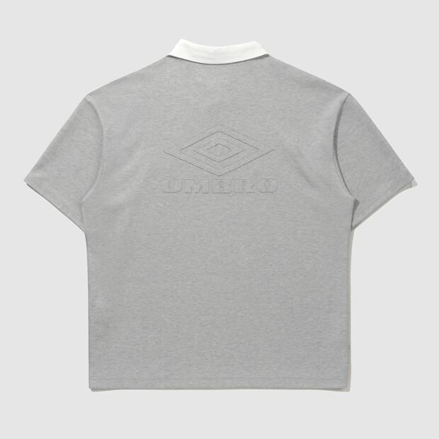 UMBRO Crispy Taslan Pique Collared Short Sleeve T-Shirt Gray (Uq223Cts59)