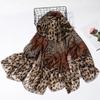 Women's Versatile Silk Leopard Print Scarf - Elegant, Fashionable Dual-Use Shawl for Autumn/Winter
