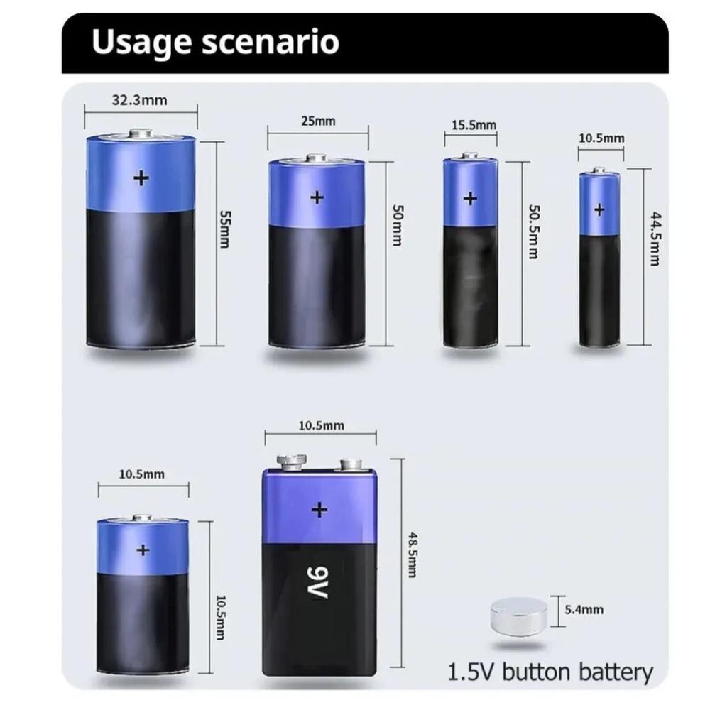 LCD Display Digital Battery Tester for C D N AA AAA 9V Button Cell Batteries Portable Battery Capacity Indicator Battery Level Tester Voltage Meter